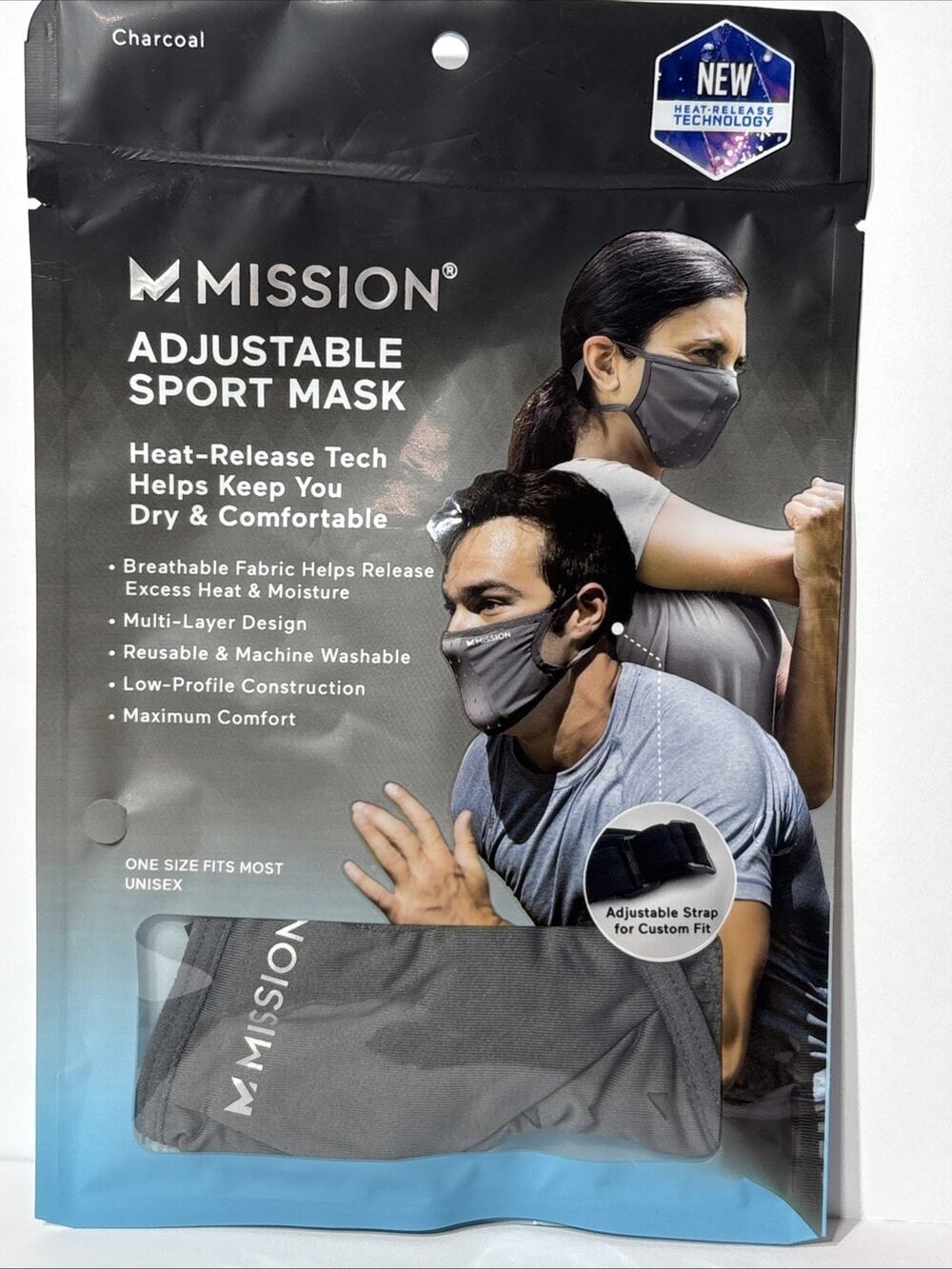 Mission Adjustable Sport Mask Heat Release Tech New